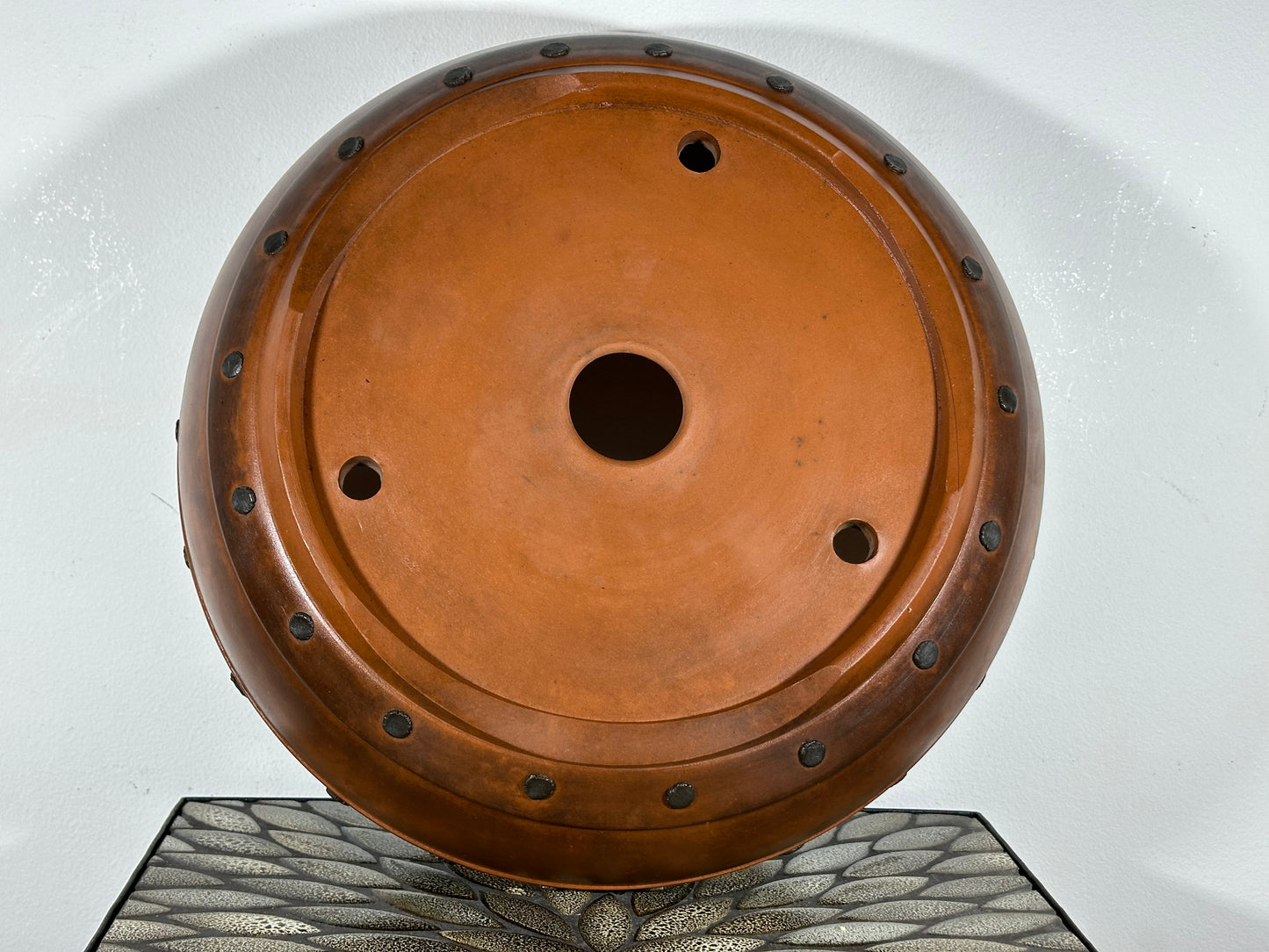 Preowned Japanese Tokoname Drum Style Bonsai Pot - 15.5” By 425”