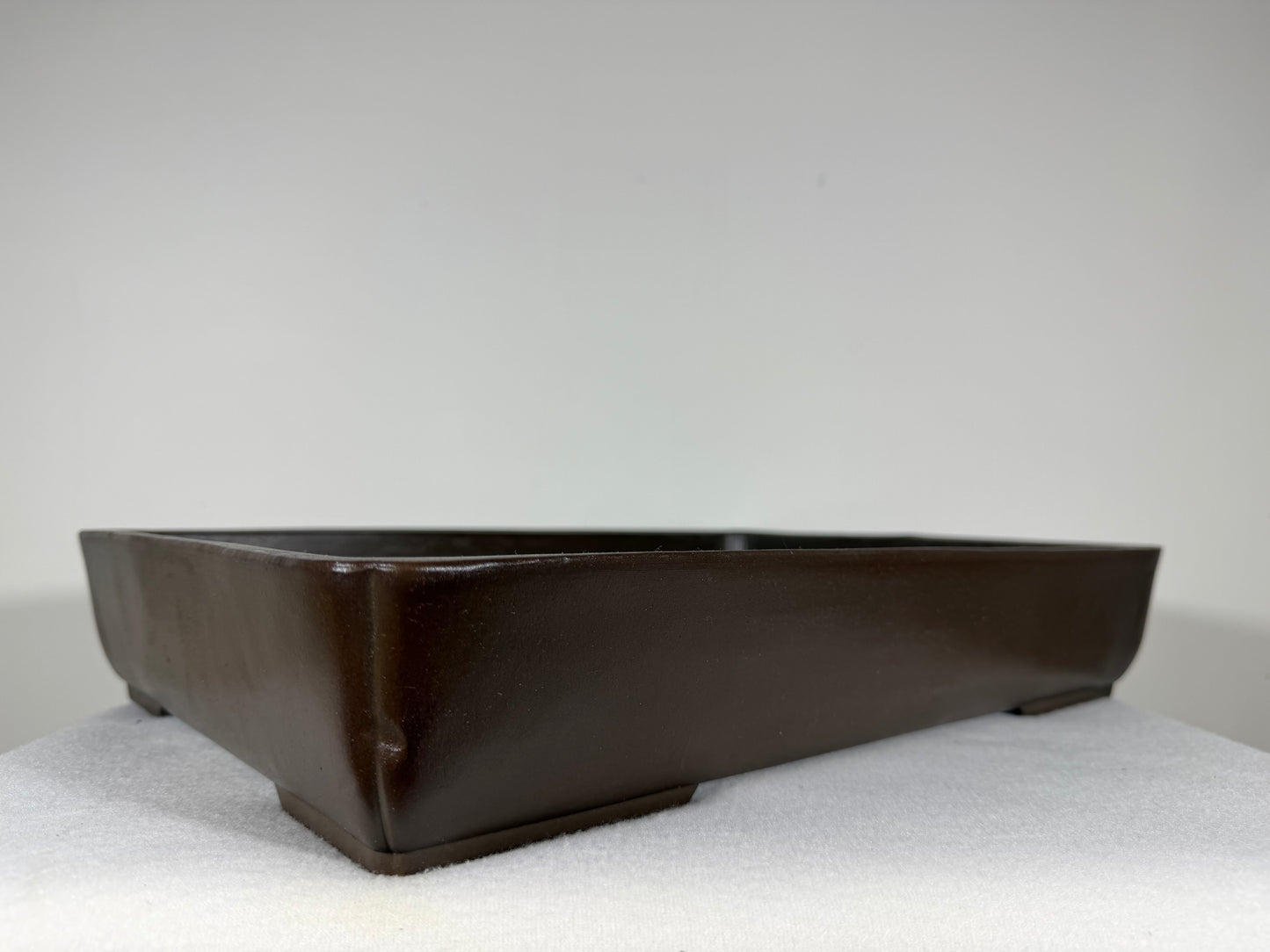 Preowned Japanese Tokoname Unglazed Rectangular Bonsai Pot Ogawa - 15.75” By 11”