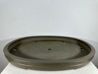 Preowned Japanese Tokoname Oval Shallow Bonsai Pot Seizan - 20.5” By 14.5”
