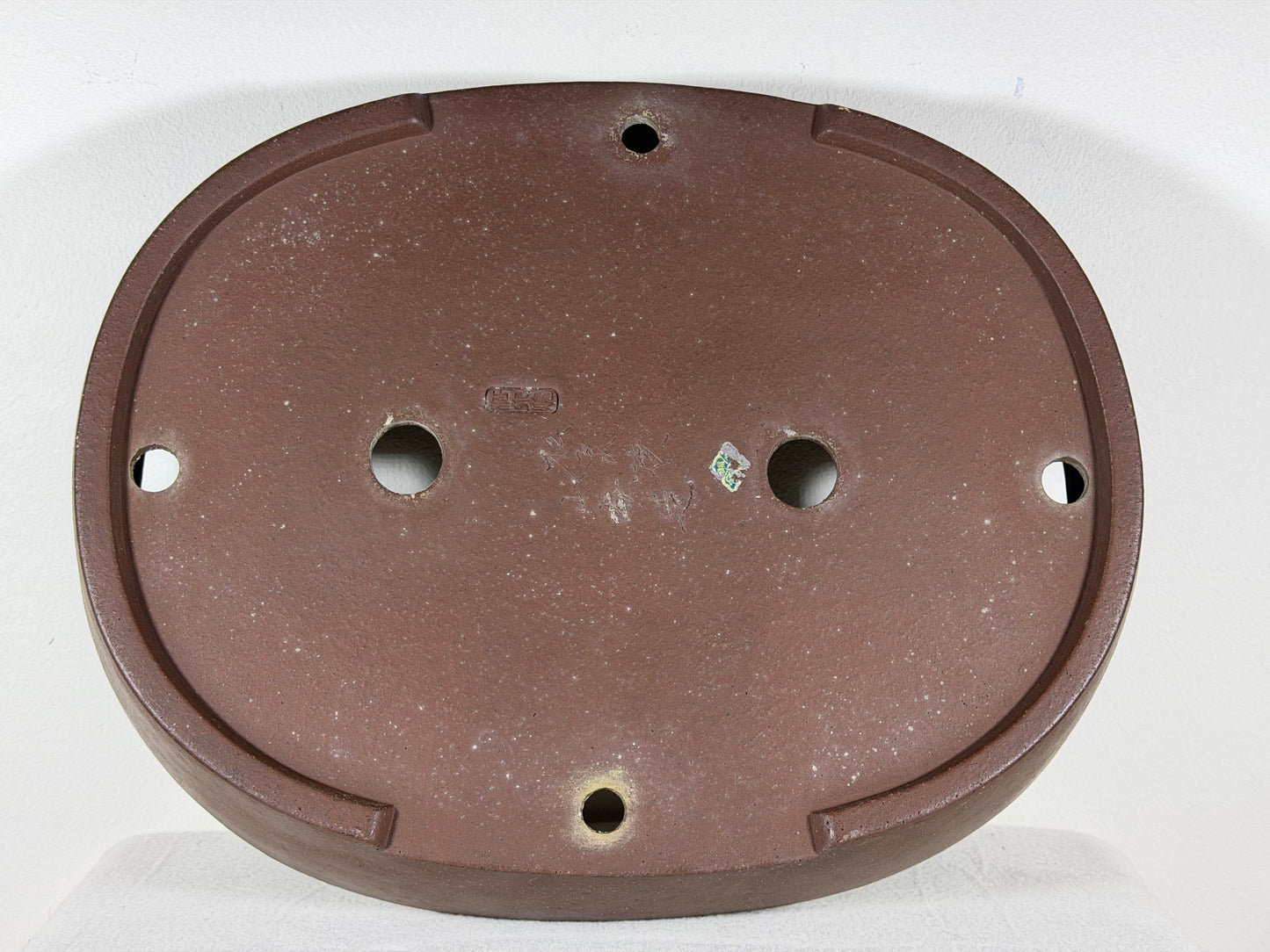 Preowned Japanese Tokoname Unglazed Oval Bonsai Pot Yamaaki - 16.25” By 12.75”