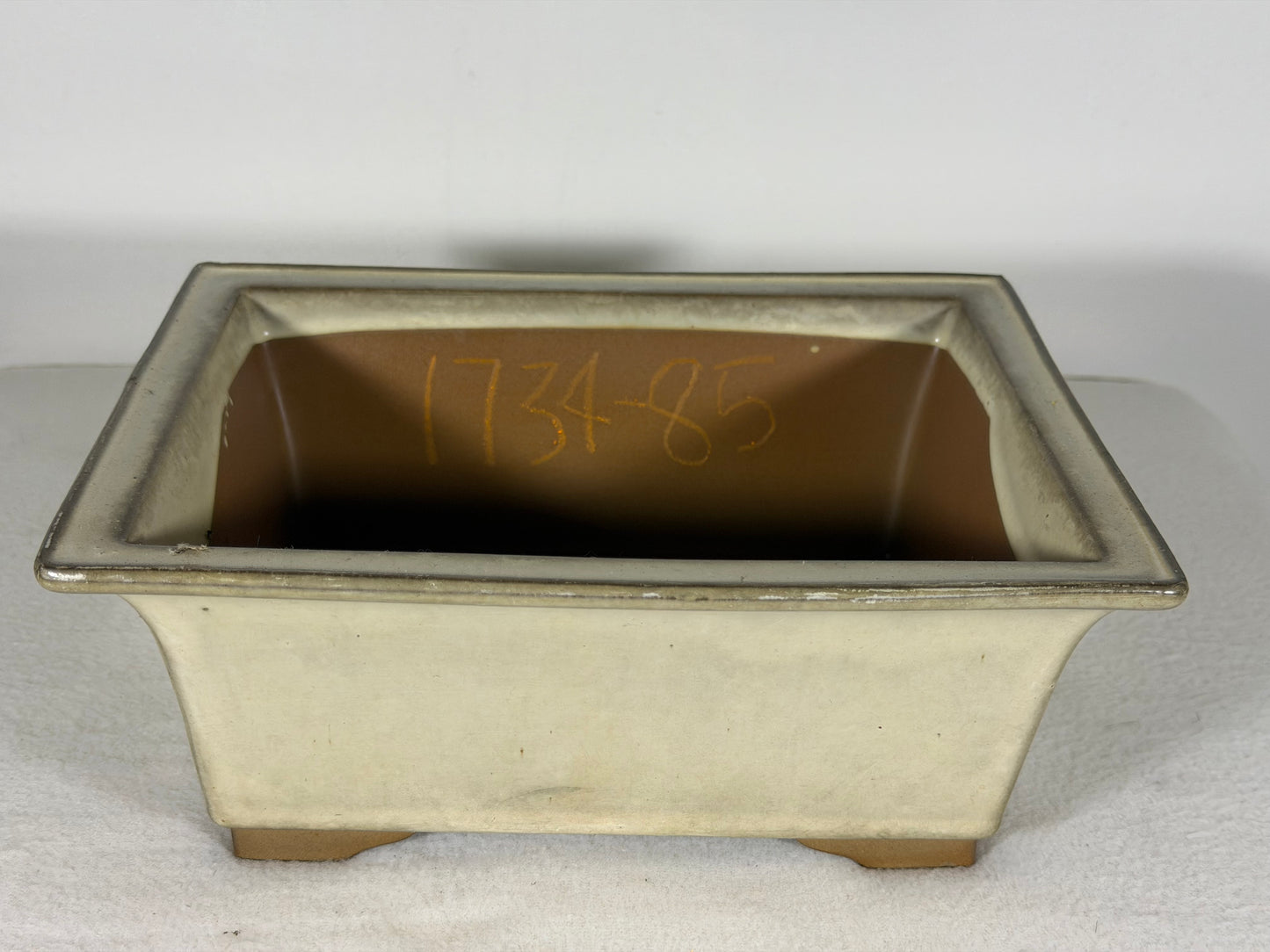 Preowned Japanese Tokoname Glazed Rectangular Bonsai Pot - 8.5” By 6.75”