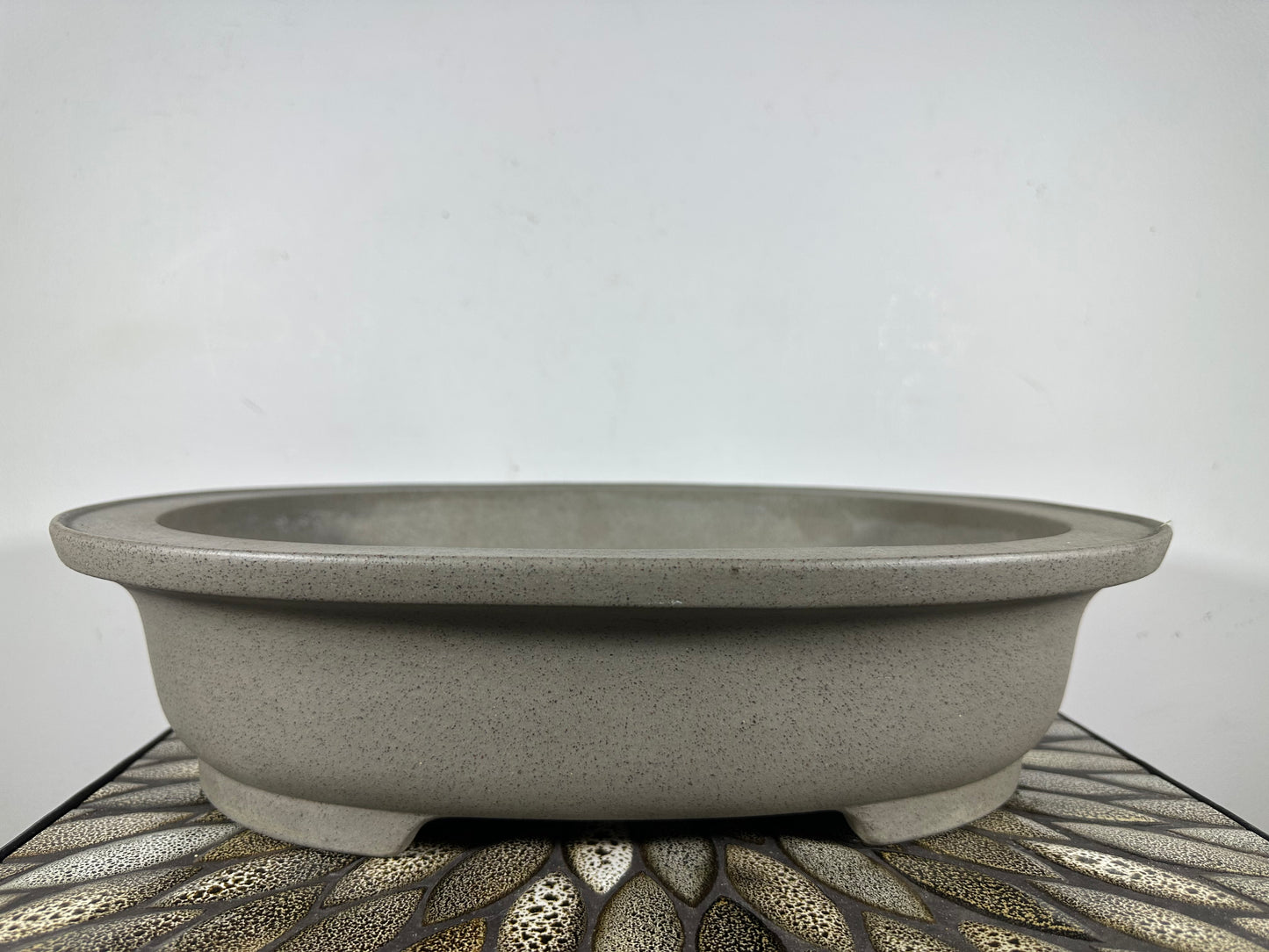 Preowned Japanese Tokoname Unglazed Oval Bonsai Pot Seizan - 16.5” By 13.35”
