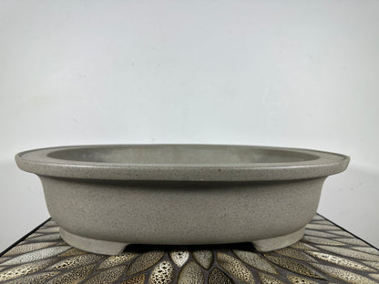 Preowned Japanese Tokoname Unglazed Oval Bonsai Pot Seizan - 16.5” By 13.35”