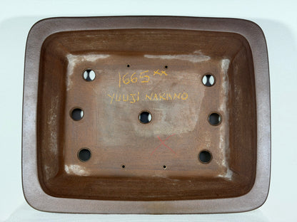 Preowned Japanese Tokoname Unglazed Rectangular Bonsai Pot Yuuji Nakano - 16.5” By 13.5”