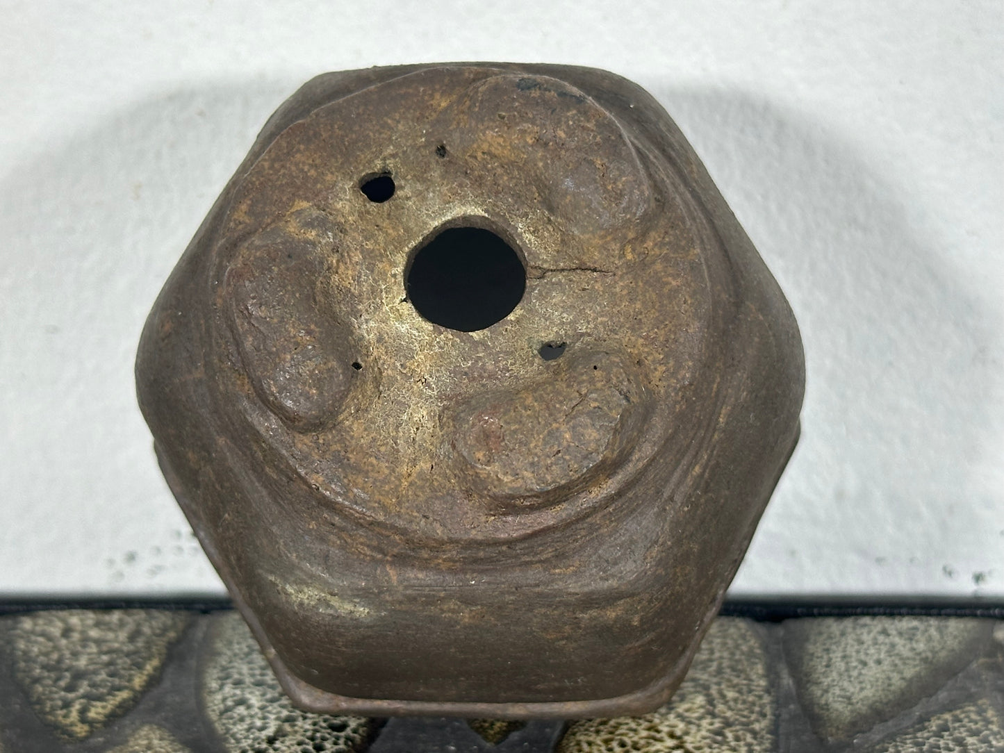 Preowned Japanese Tokoname Unglazed Hexagon Shape Bonsai Pot - 2.75” By 2.5”