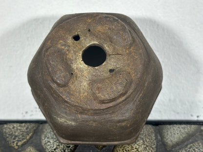 Preowned Japanese Tokoname Unglazed Hexagon Shape Bonsai Pot - 2.75” By 2.5”