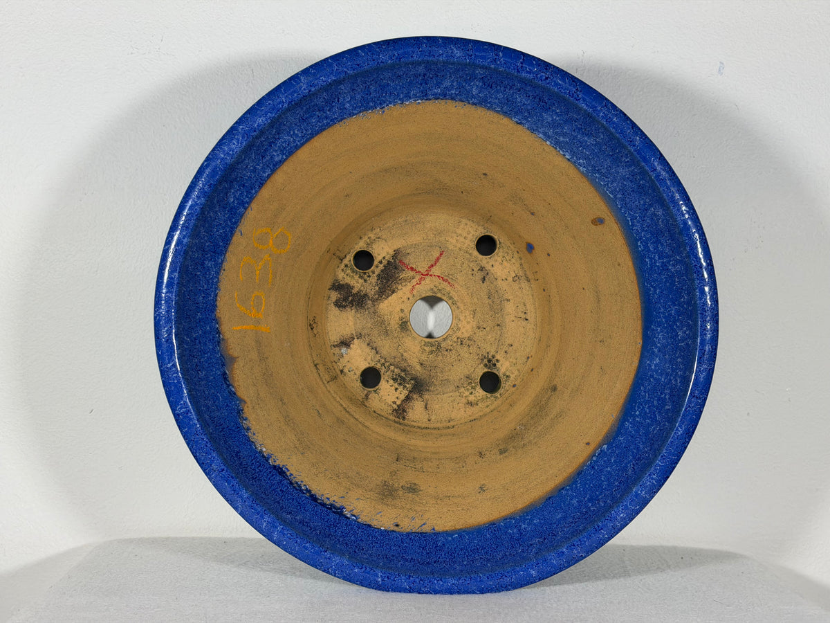 New Japanese Tokoname Glazed Round Bonsai Pot Syuhou Yoshimura - 12.25” By 5.25”