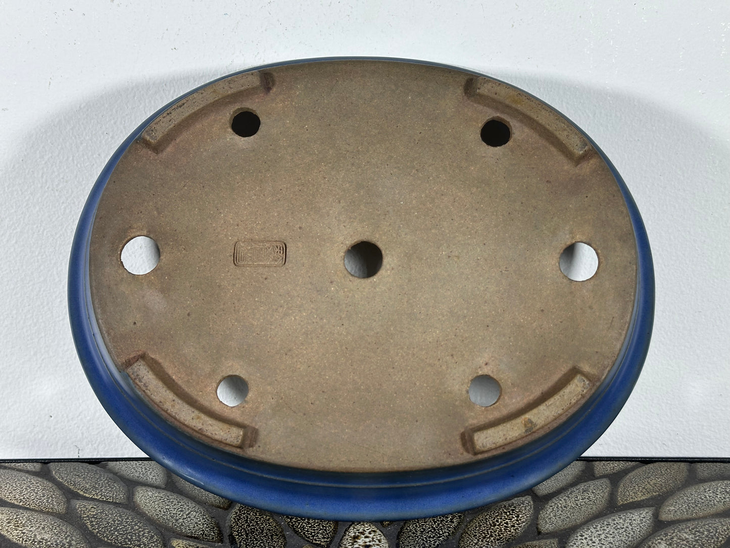 Preowned Japanese Tokoname Glazed Oval Bonsai Pot Reiho - 10.25” By 8.25”