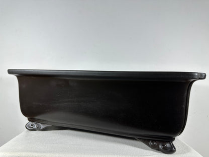 Preowned Japanese Tokoname Unglazed Rectangular Bonsai Pot Kaiyou - 18.5” By 14”