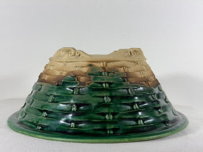 Preowned Japanese Tokoname Glazed Round Bonsai Pot Masashi - 10.75” By 4.25”