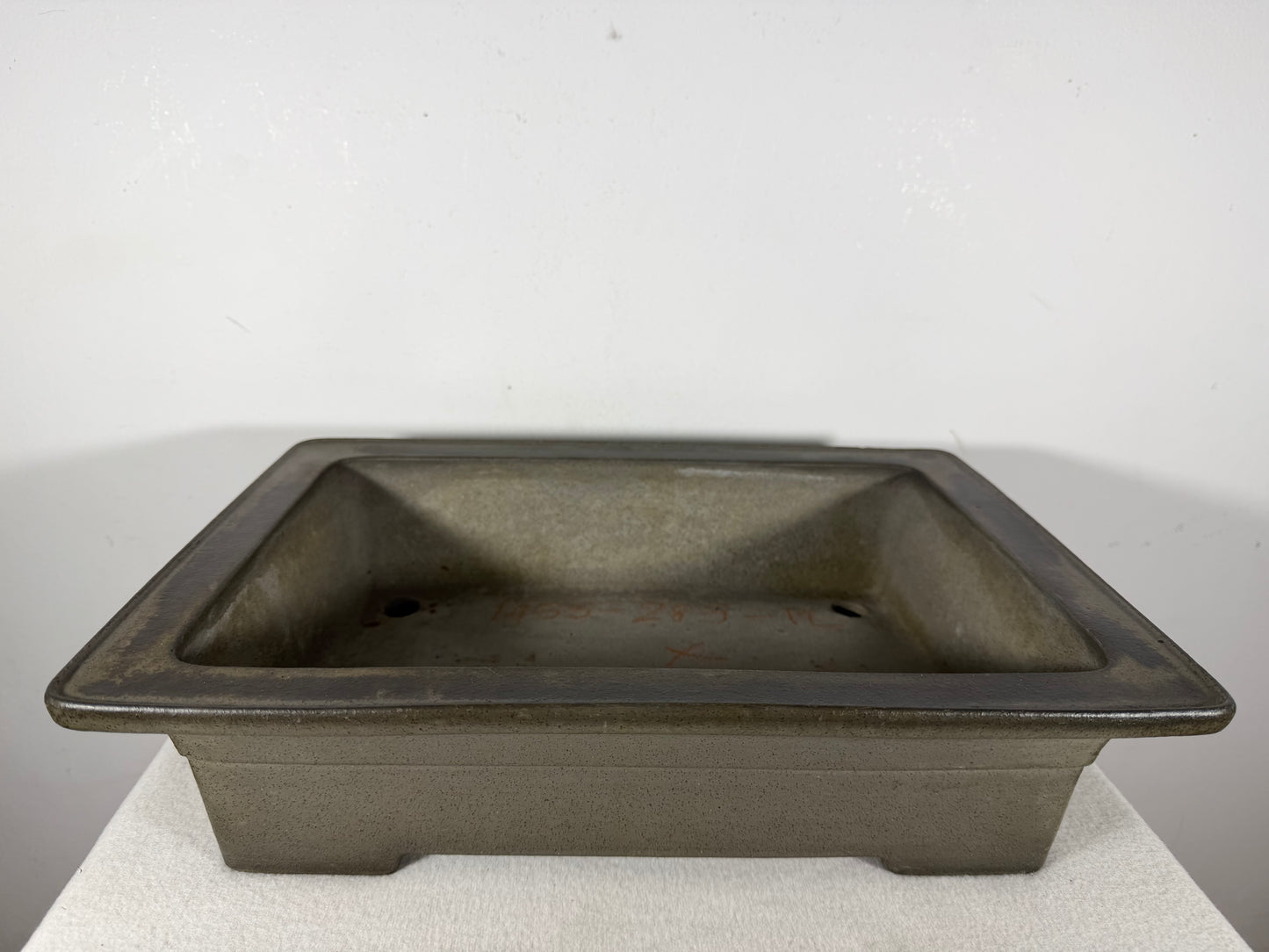 Preowned Japanese Tokoname Unglazed Rectangular Bonsai Pot Seizan - 14.75” By 10.75”
