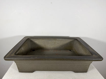 Preowned Japanese Tokoname Unglazed Rectangular Bonsai Pot Seizan - 14.75” By 10.75”