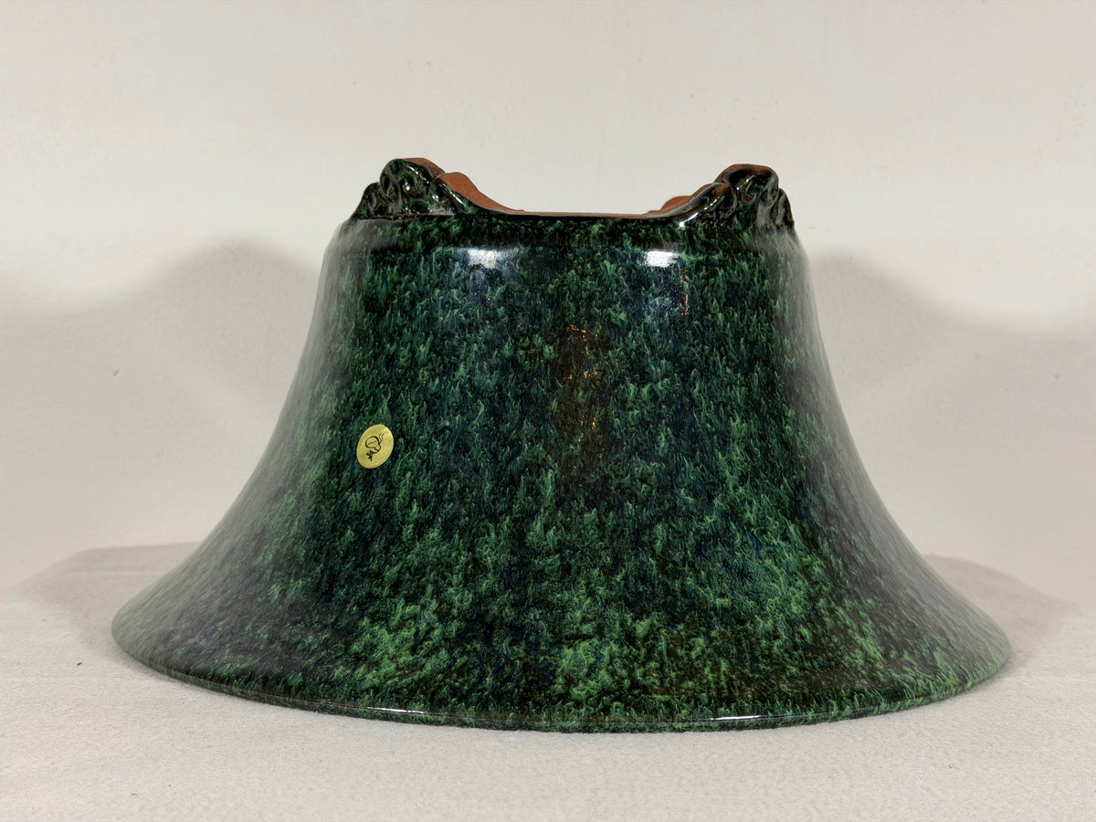 New Japanese Tokoname Glazed Round Bonsai Pot Syuhou Yoshimura - 12” By 6.25”