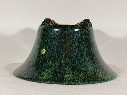 New Japanese Tokoname Glazed Round Bonsai Pot Syuhou Yoshimura - 12” By 6.25”