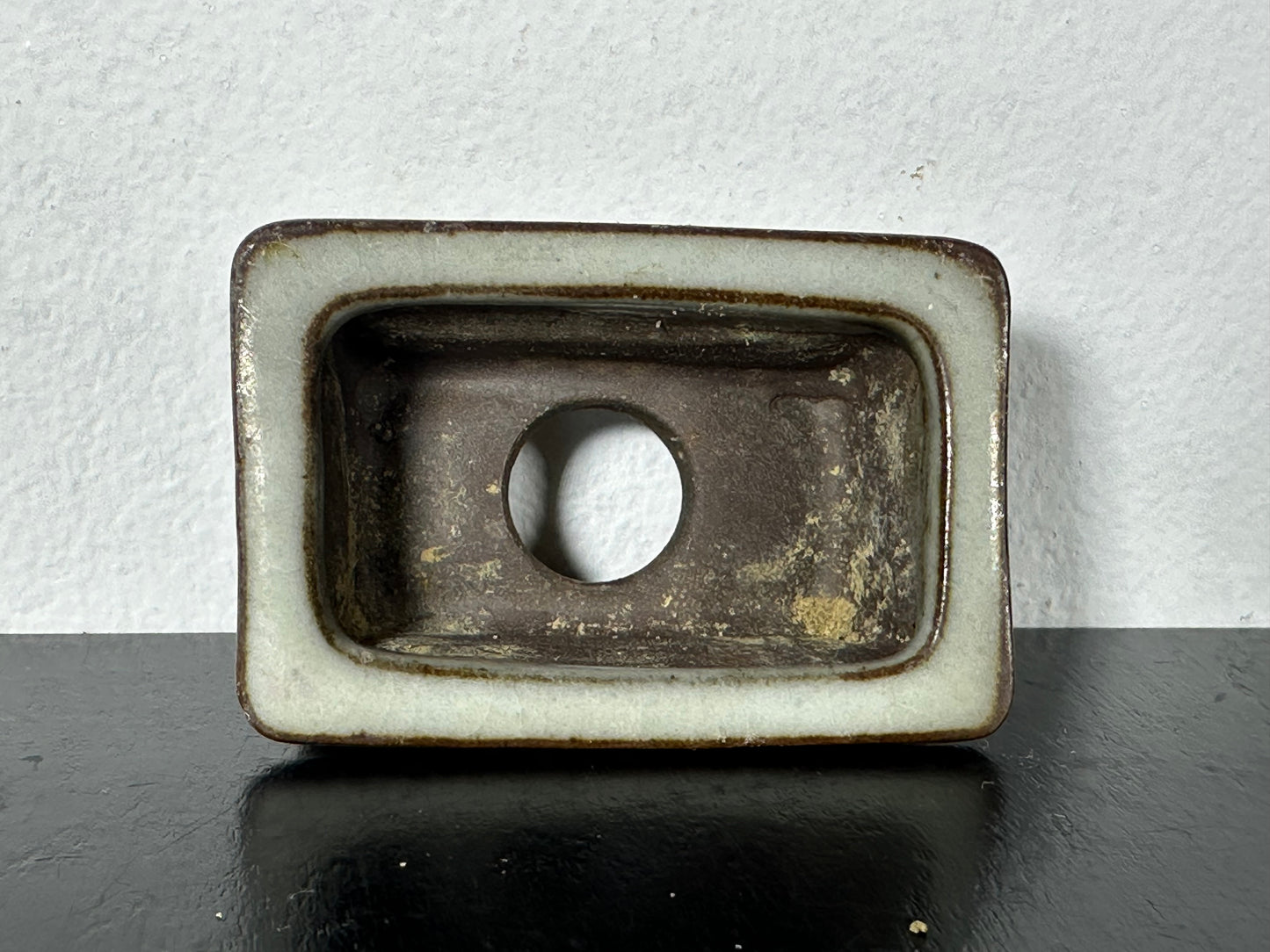 Preowned Japanese Tokoname Rectangular Bonsai Pot Tosui - 2.25” By 1.5”