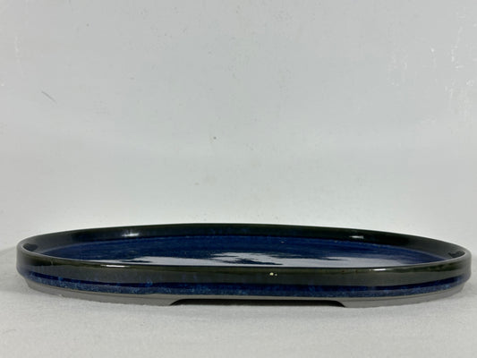 New Japanese Glazed Suiban for Suiseki Bonsai Harumatsu - 12.5” By 9”