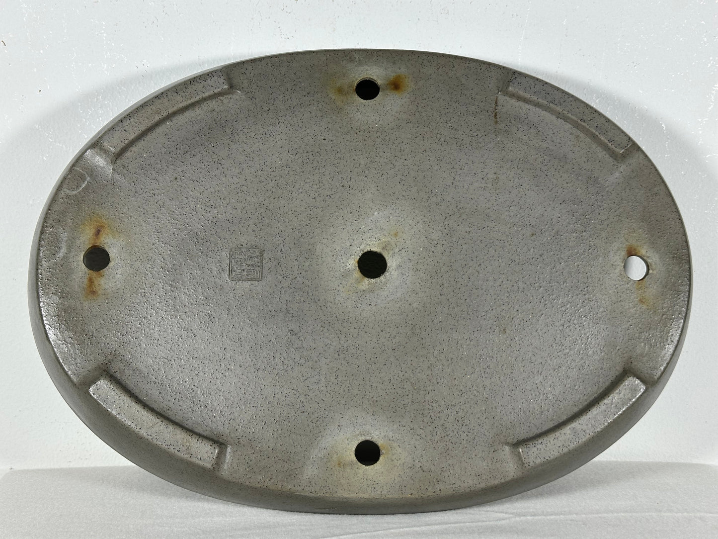 Preowned Japanese Tokoname Unglazed Oval Shallow Bonsai Pot Seizan - 14” By 10”