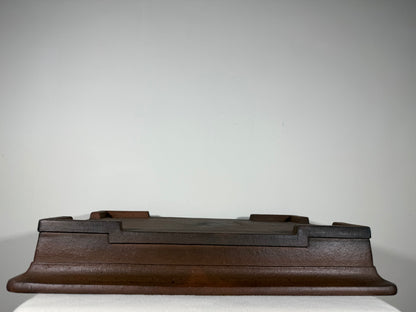 Preowned Japanese Tokoname Unglazed Shallow Rectangular Bonsai Pot Syouzan - 19.5” x 14” x 3.5”