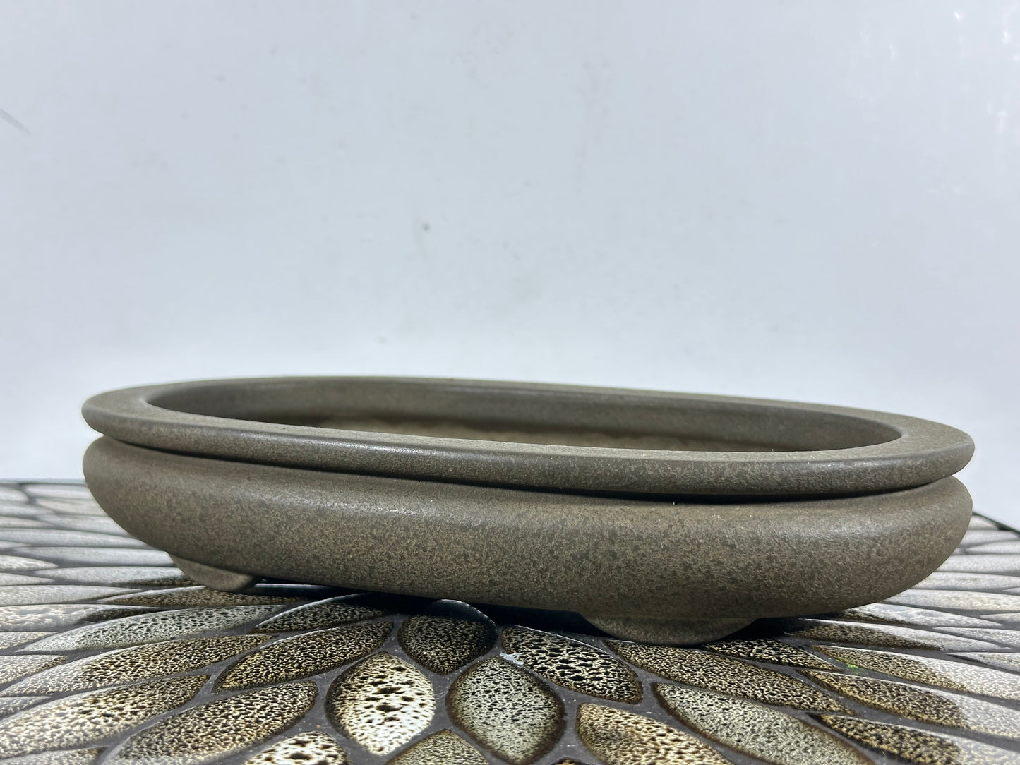 Preowned Vintage Japanese Tokoname Unglazed Bag Style Bonsai Pot Yamaaki - 10” By 6.5”