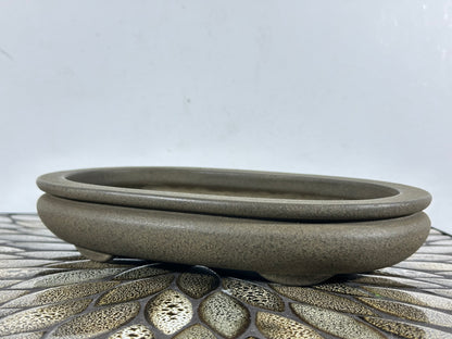 Preowned Vintage Japanese Tokoname Unglazed Bag Style Bonsai Pot Yamaaki - 10” By 6.5”