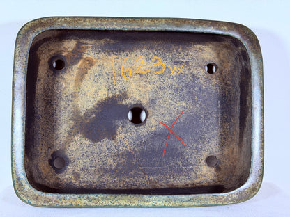 Preowned Japanese Tokoname Glazed Rectangular Bonsai Pot Aiba Koyo - 13” By 10”
