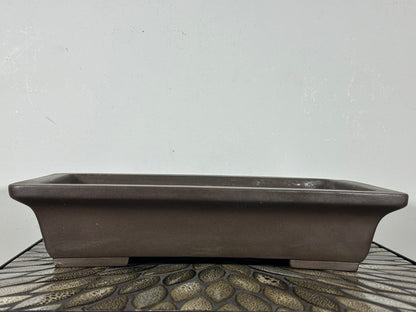 Preowned Vintage Japanese Tokoname Unglazed Rectangular Bonsai Pot Yamaaki - 14” x 9 3/8”