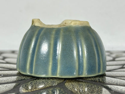 Preowned Japanese Tokoname Glazed Round Bonsai Pot with Stamp - 2 7/8” By 1 5/8”