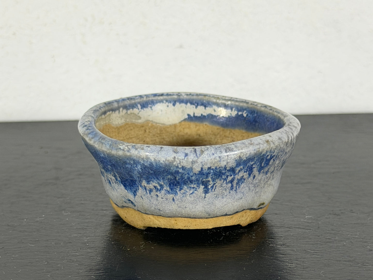 Preowned Japanese Tokoname Glazed Round Bonsai Pot - 2” By 7/8”