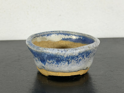 Preowned Japanese Tokoname Glazed Round Bonsai Pot - 2” By 7/8”