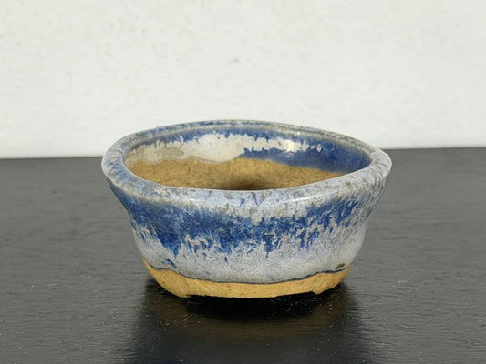 Preowned Japanese Tokoname Glazed Round Bonsai Pot - 2” By 7/8”