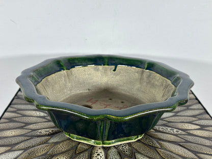 New Japanese Tokoname Glazed Bonsai Pot Rinka Style Mazan Terahata - 12” By 11.25”