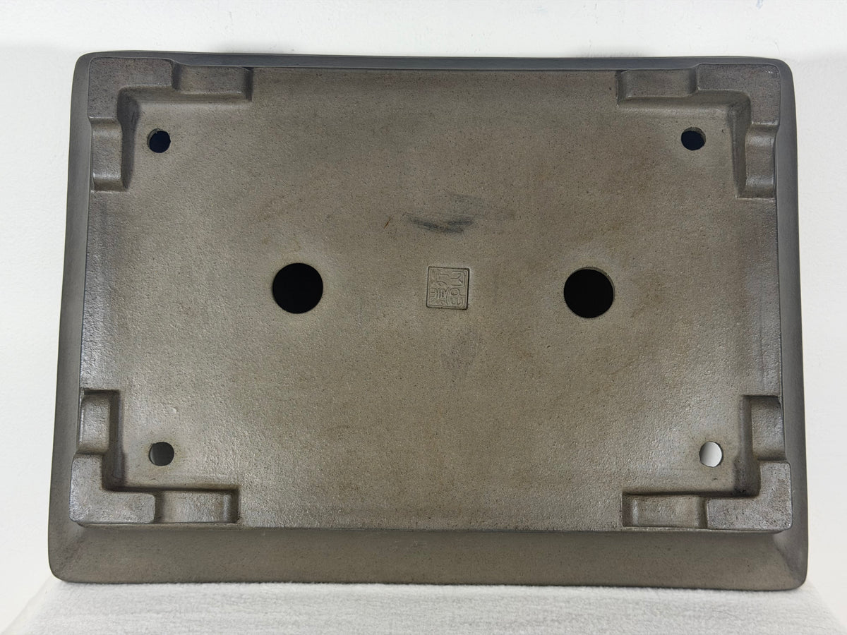 Preowned Japanese Tokoname Unglazed Rectangular Bonsai Pot Gyouzan Nakano - 16.5” x 12” x 4”