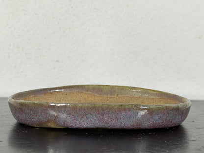 Preowned Vintage Japanese Tokoname Glazed Shallow Bonsai Pot - 3.25” By 2 3/8”