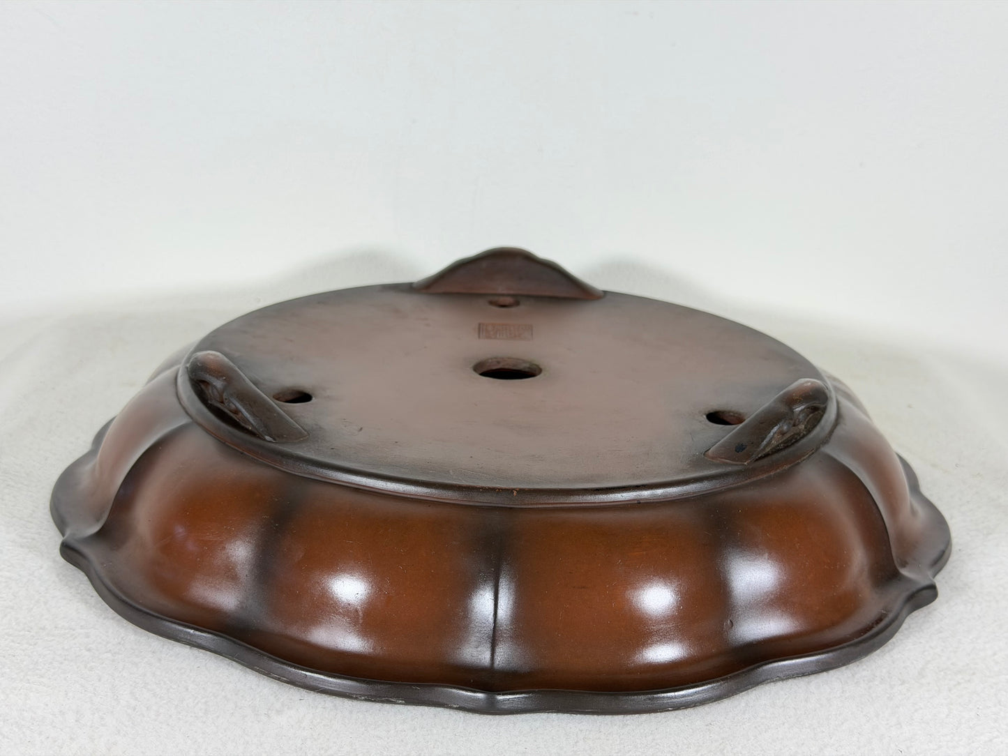 Preowned Japanese Tokoname Unglazed Rinka Style Bonsai Pot Houkidou - 12.5” By 2.5”