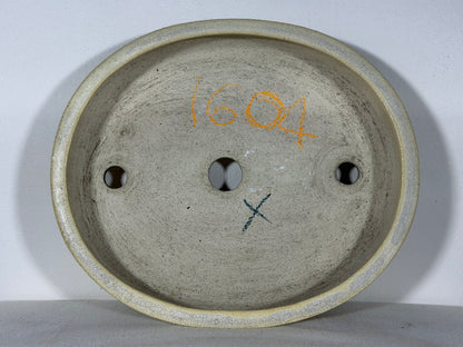 Preowned Japanese Tokoname Glazed Oval Bonsai Pot Mazan Terahata - 11.25” By 9.5”
