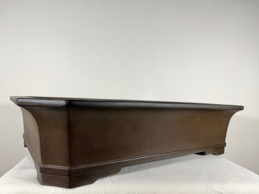 Preowned Japanese Tokoname Unglazed Rectangular Collect Quality Bonsai Pot Gyouzan Nakano - 19.75” By 14.5”