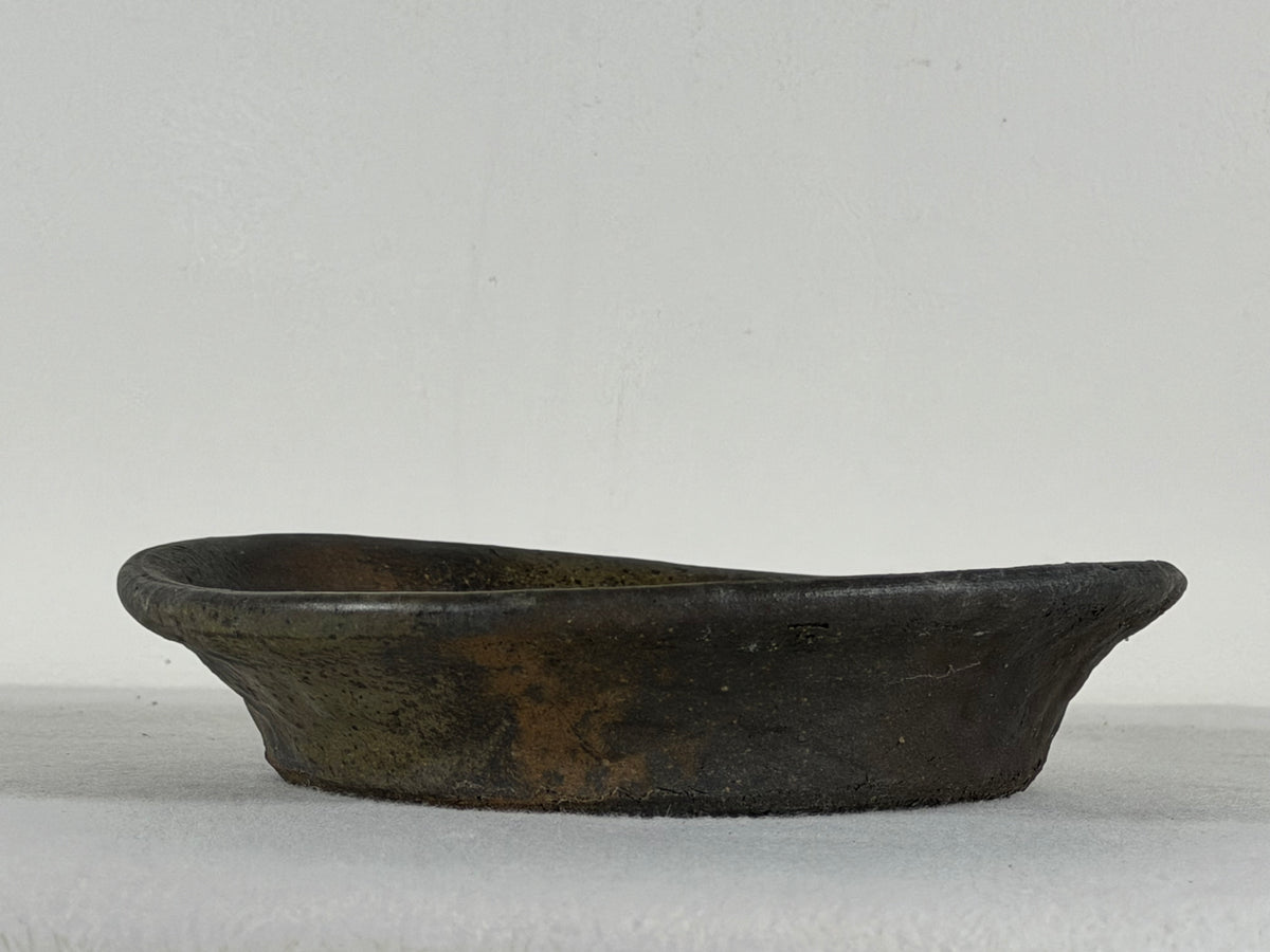 Preowned Japanese Tokoname Glazed Nanban Style Bonsai Pot - 7.75” By 1.75”