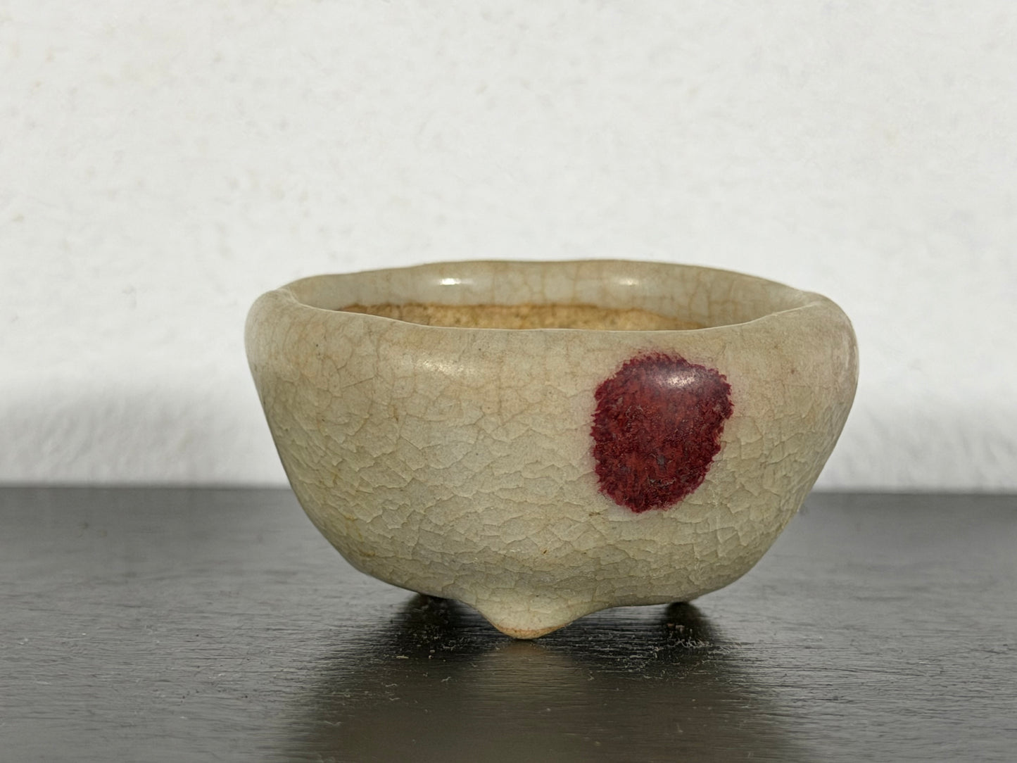 Preowned Japanese Tokoname Glazed Round Bonsai Pot Housou - 2” By 1”