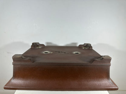 Preowned Japanese Tokoname Unglazed Rectangular Bonsai Pot Yamaaki - 21” By 16”