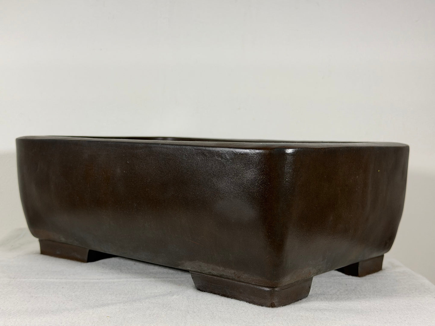 Preowned Japanese Tokoname Unglazed Rectangular Bonsai Pot Keizan - 13.5” By 9”