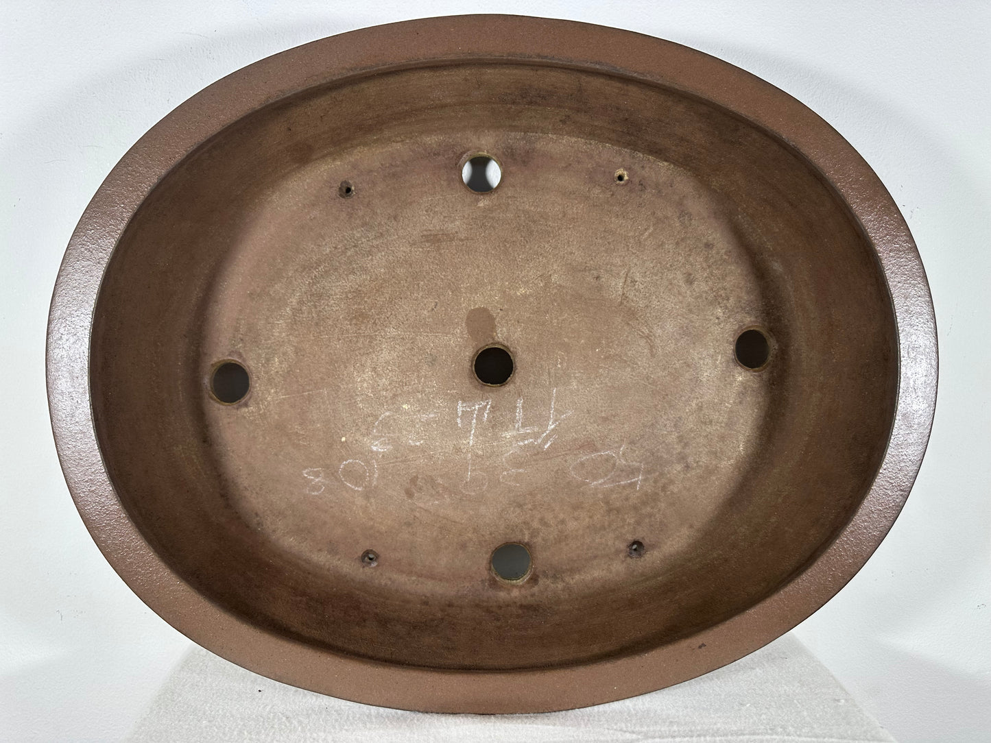 Preowned Japanese Tokoname Unglazed Oval Bonsai Pot Gyouzan - 19.75” By 15.5”
