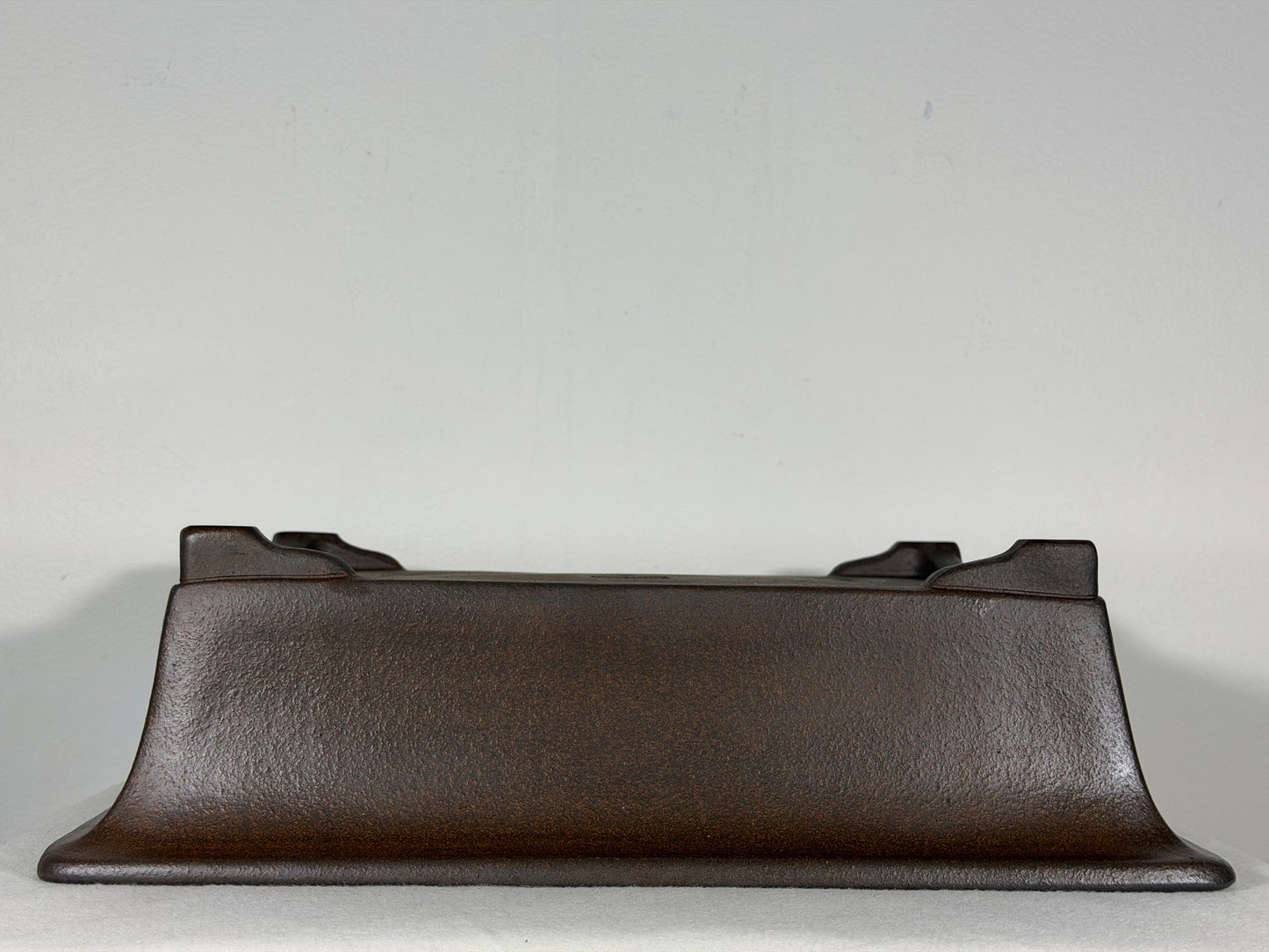 Preowned Japanese Tokoname Unglazed Rectangular Bonsai Pot Yuuji Nakano - 14.5” By 11.75”