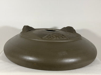 Preowned Japanese Tokoname Unglazed Round Bonsai Pot Touyou - 15.75” By 4.75”