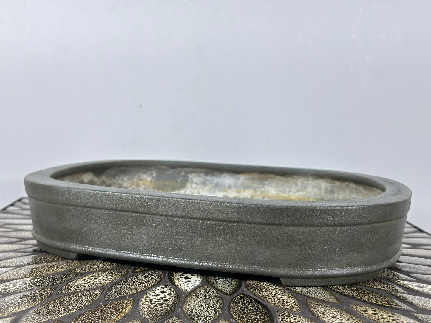 Preowned Japanese Tokoname Unglazed Oval  Bonsai Pot Yamaaki - 11.75” By 8.5”