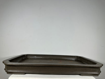 Preowned Japanese Tokoname Unglazed Rectangular Shallow Bonsai Pot Seizan - 22.5” By 15.25”