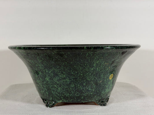 New Japanese Tokoname Glazed Round Bonsai Pot Syuhou Yoshimura - 12.75” By 5.75”