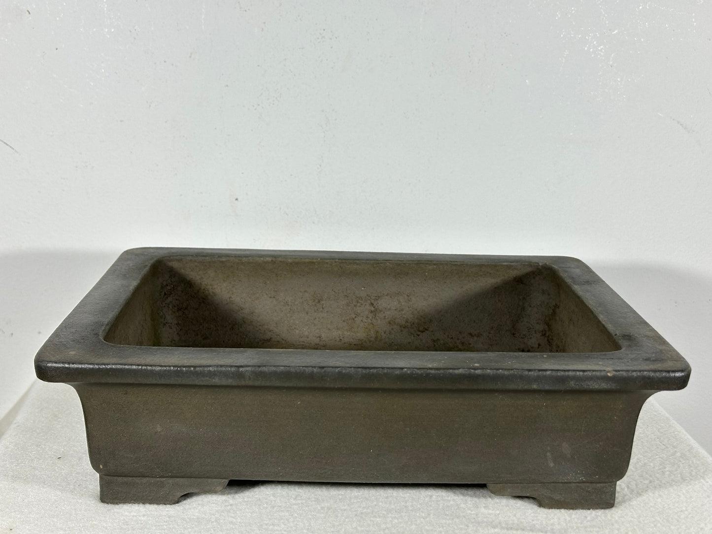 Preowned Japanese Tokoname Unglazed Rectangular Bonsai Pot Seizan - 12.5” By 9.5”