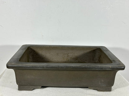 Preowned Japanese Tokoname Unglazed Rectangular Bonsai Pot Seizan - 12.5” By 9.5”