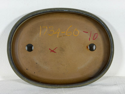 Preowned Japanese Tokoname Glazed Shallow Oval Bonsai Pot - 8.5” By 6.5”
