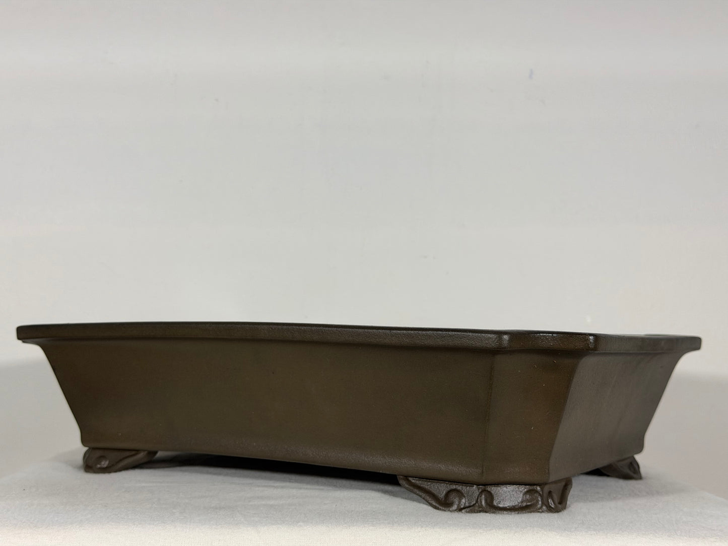 Preowned Japanese Tokoname Unglazed Rectangular Bonsai Pot has Stamps - 15.5” By 11.5”